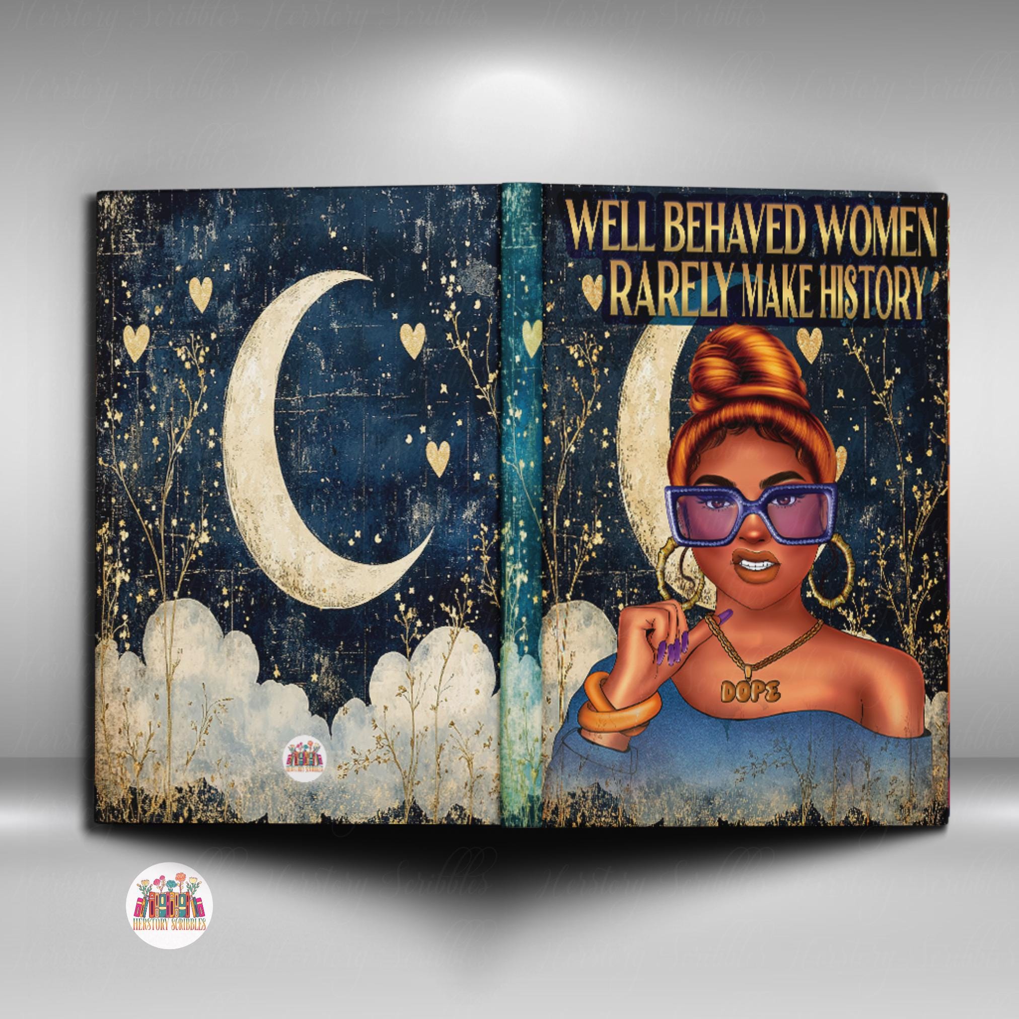 Handmade Hardcover Journal for Women, Black Woman Journal, Lined Writing Journal, Self Reflection Notebook, Gift for Her