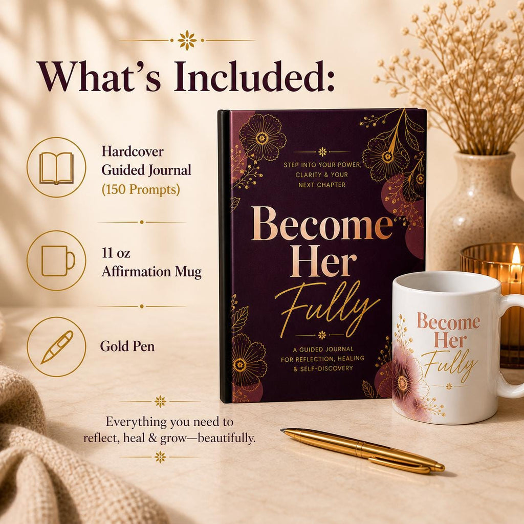 Healing Journal Gift Set for Women, Guided Self Discovery Journal and Mug Set with Gold Pen, Reflection Gift