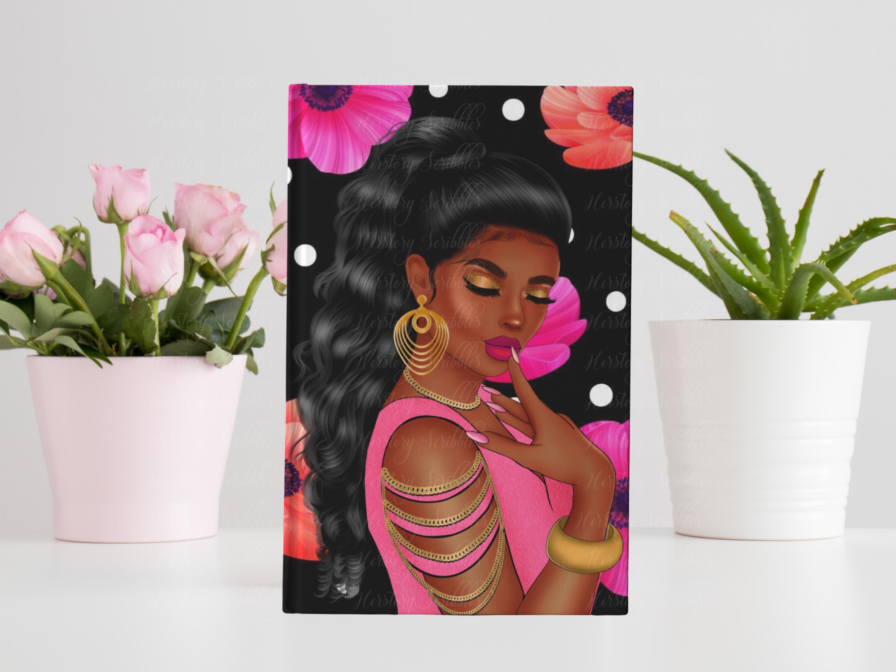 Black Woman Journal: African American Art Hardcover Notebook