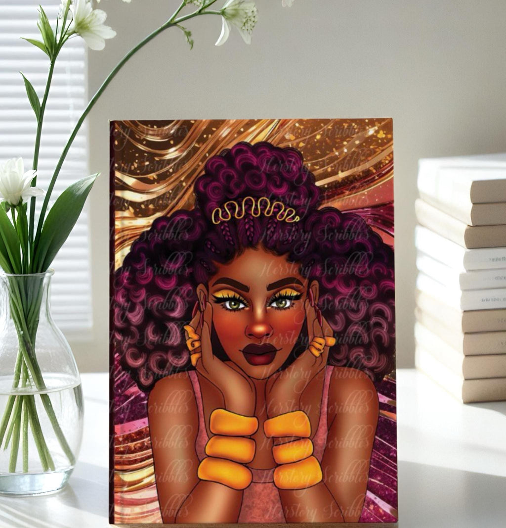Black Woman Journal for Self Reflection, Lined Writing Journal, Everyday Journal for Women, Hardcover Notebook, Gift for Her
