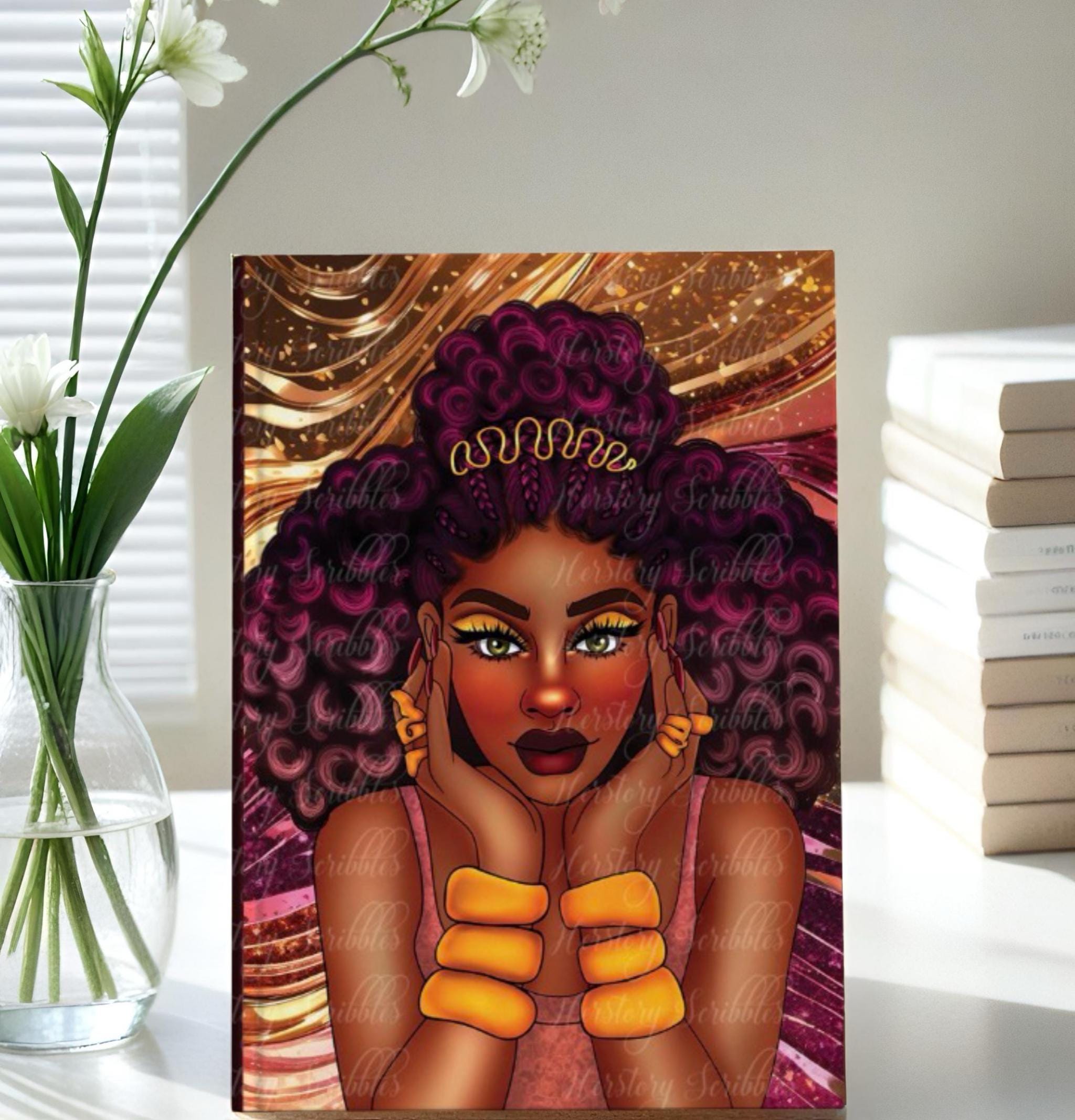 Black Woman Journal for Self Reflection, Lined Writing Journal, Everyday Journal for Women, Hardcover Notebook, Gift for Her