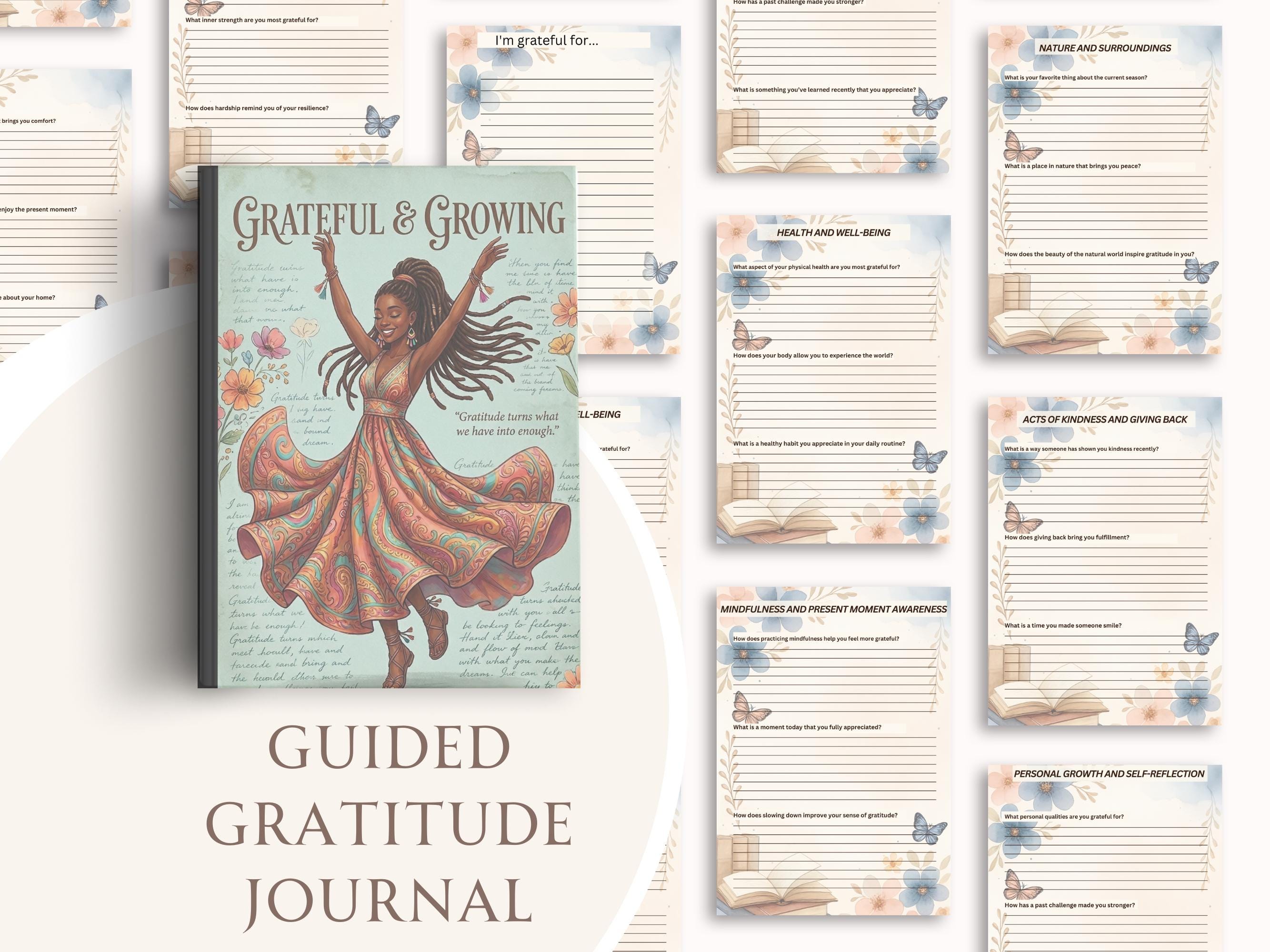 Guided Reflection Journal & Mug Set for Black Women | Gratitude Prompts for Self-Care and Mindfulness