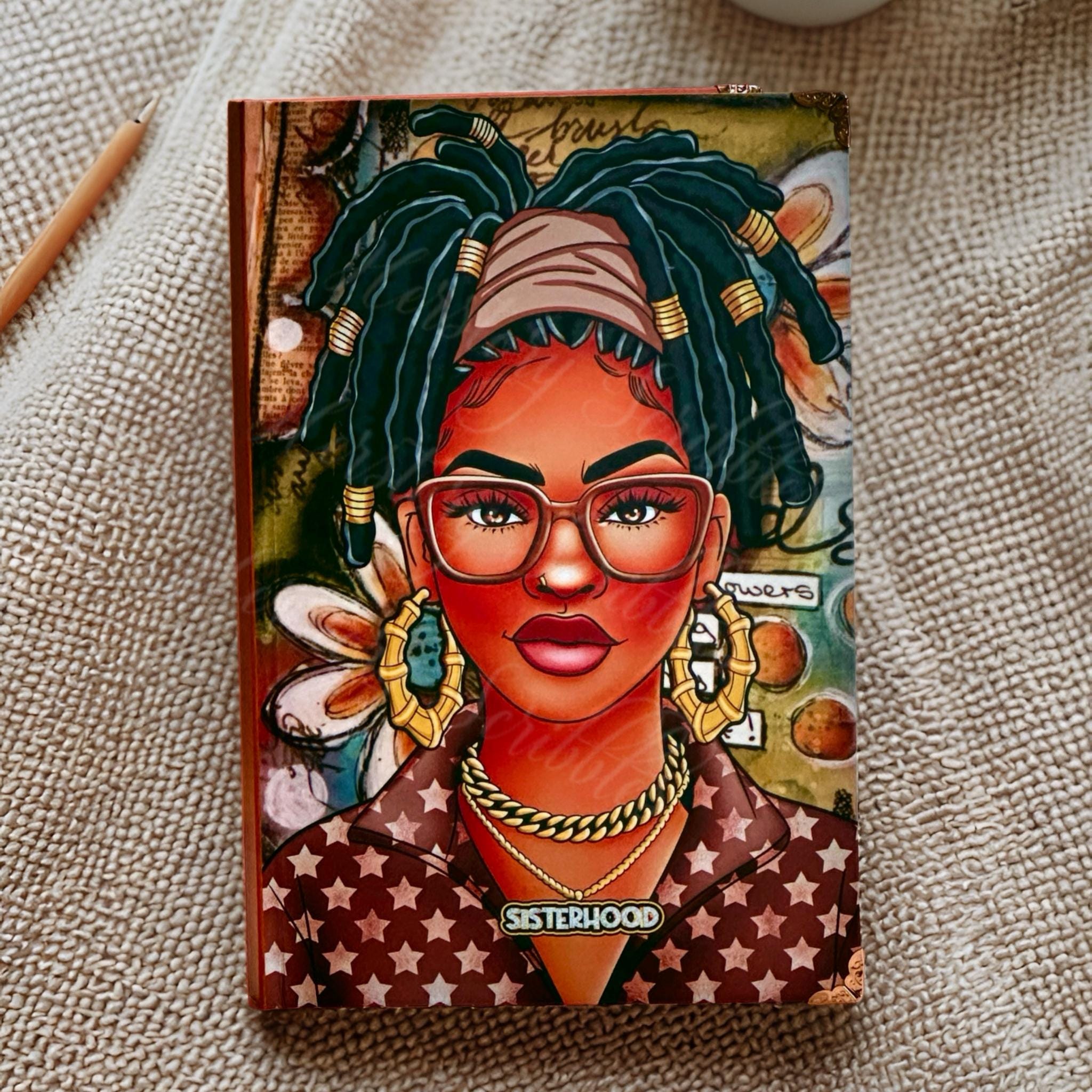 Afrocentric Sisterhood Journal: Handmade Lined Notebook with Prompts