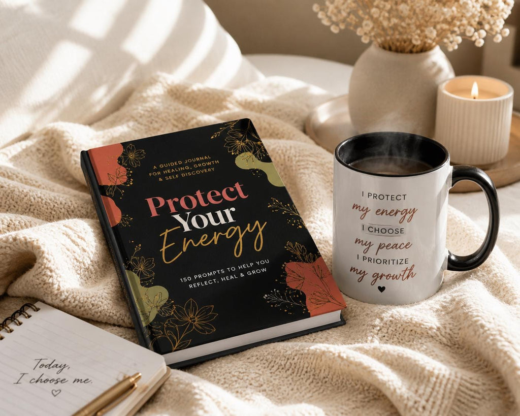 Self Discovery Journal and Mug Set, Guided Prompts for Healing and Growth, Mental Reset Gift for Women