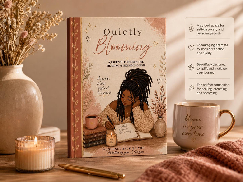 Guided Prompt Journal for Healing & Self Discovery, Quietly Blooming Reflection Workbook for Women,  Soft Life Journal