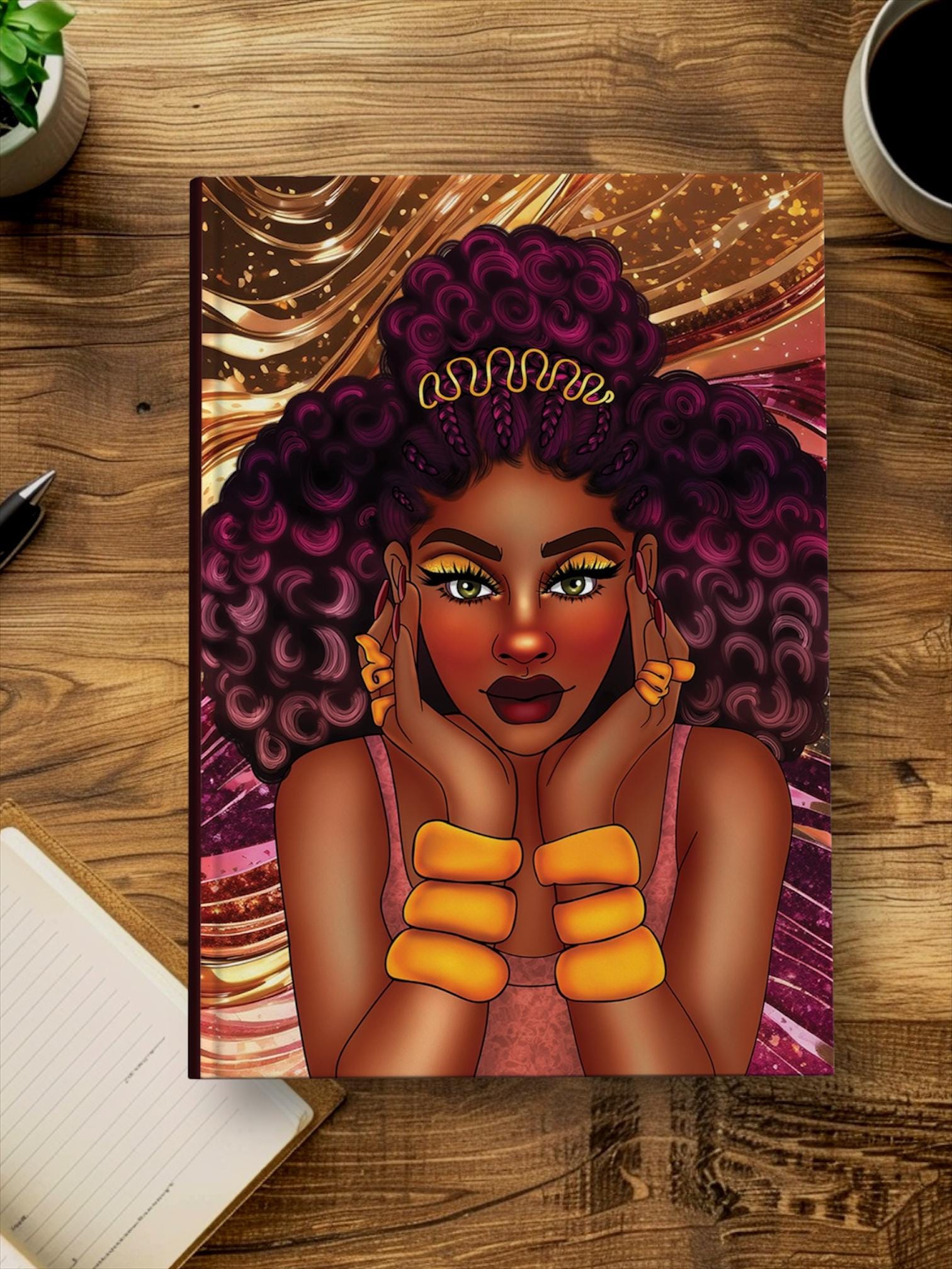 Black Woman Journal for Self Reflection, Lined Writing Journal, Everyday Journal for Women, Hardcover Notebook, Gift for Her