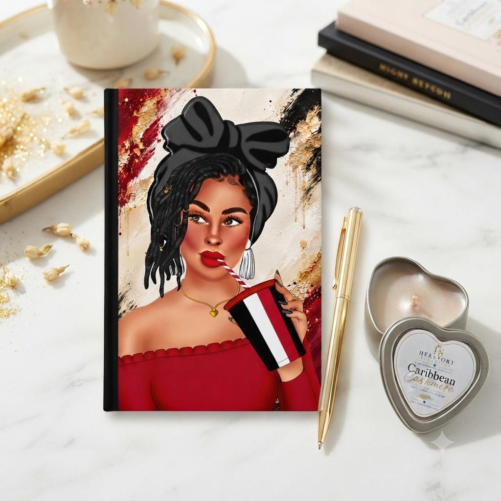Handmade Lined Journal for Black Women.Monthly Reflection Notebook. 150-Page Hardcover. Self-Care & Writing Gift