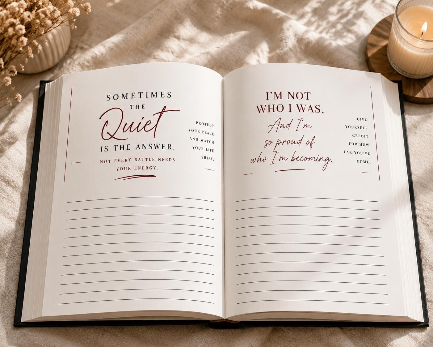 Guided Self-Discovery Journal for Black Women  Healing & Reflection Journal. Handmade Hardcover Prompt Journal. Self-Care Gift for Her