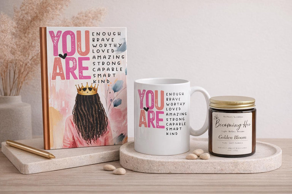 Self Discovery Journal and Mug Set for Black Women - Relaxation Gift Set