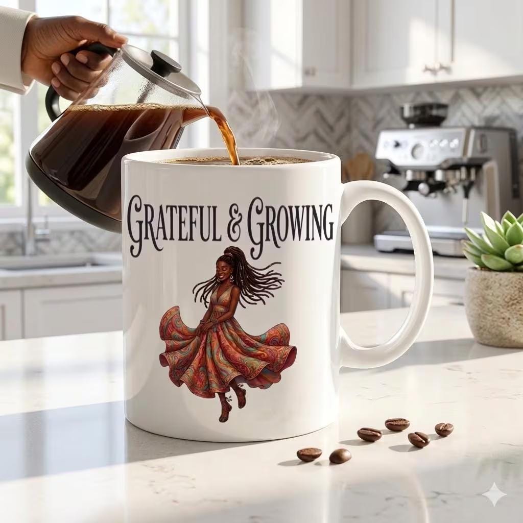 Guided Reflection Journal & Mug Set for Black Women | Gratitude Prompts for Self-Care and Mindfulness