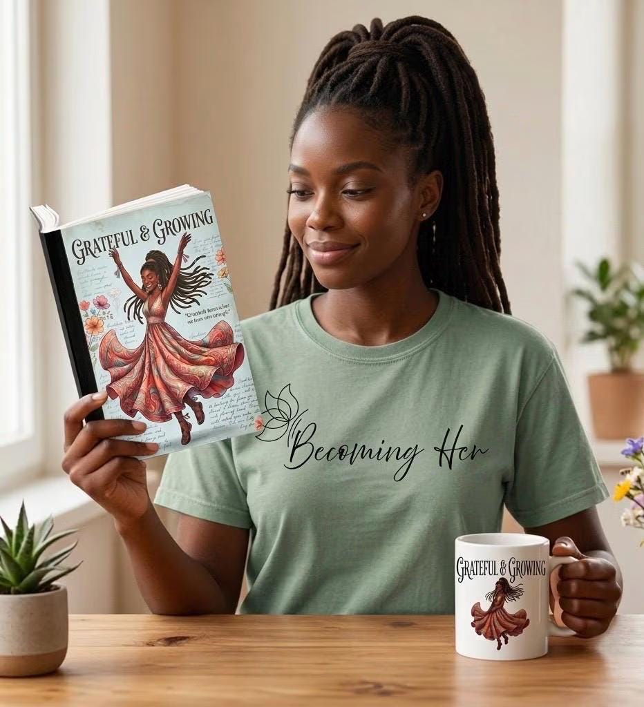 Guided Reflection Journal & Mug Set for Black Women | Gratitude Prompts for Self-Care and Mindfulness