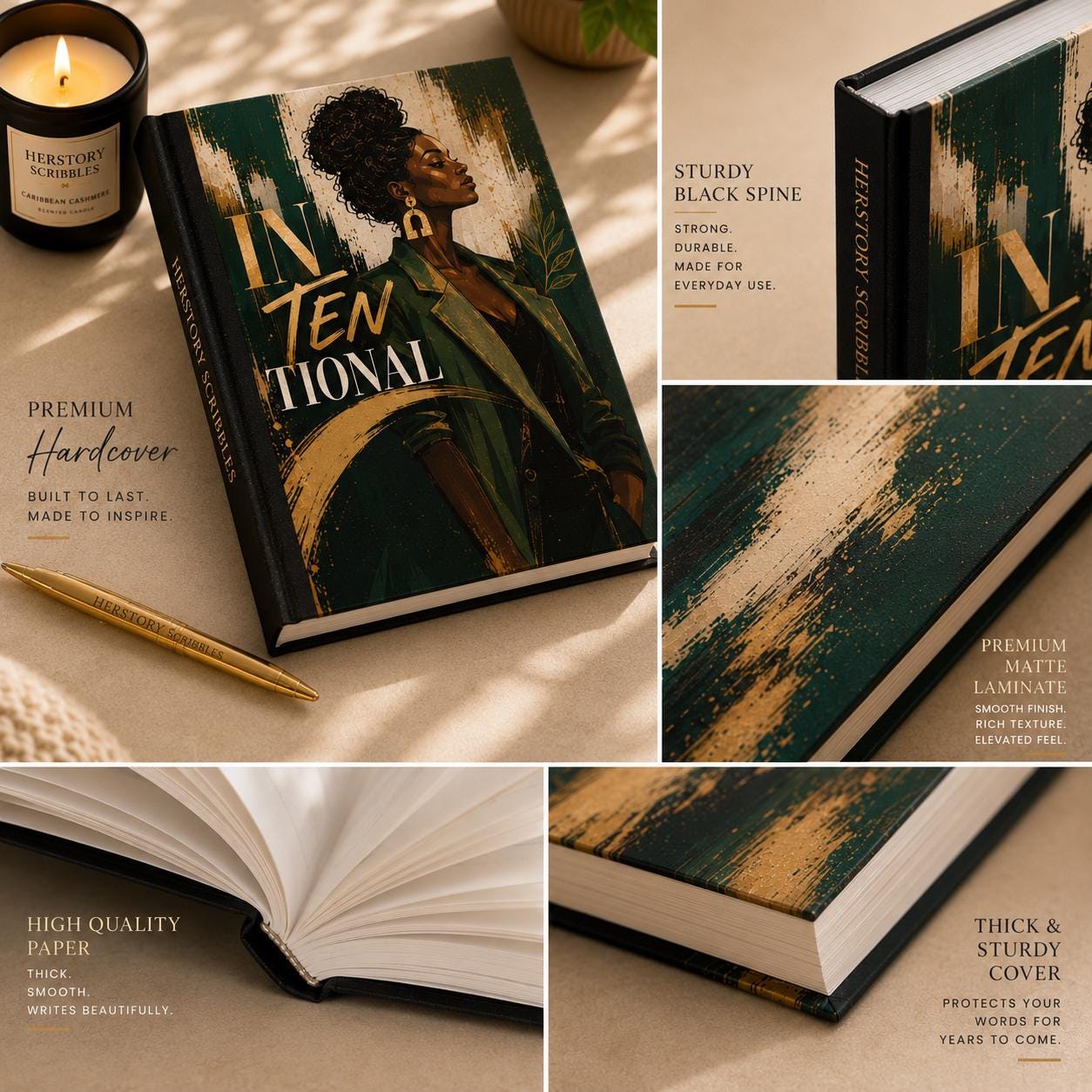 Guided Prompt Journal for Women. Intentional Living, Self Discovery & Personal Growth. Handmade Hardcover Notebook