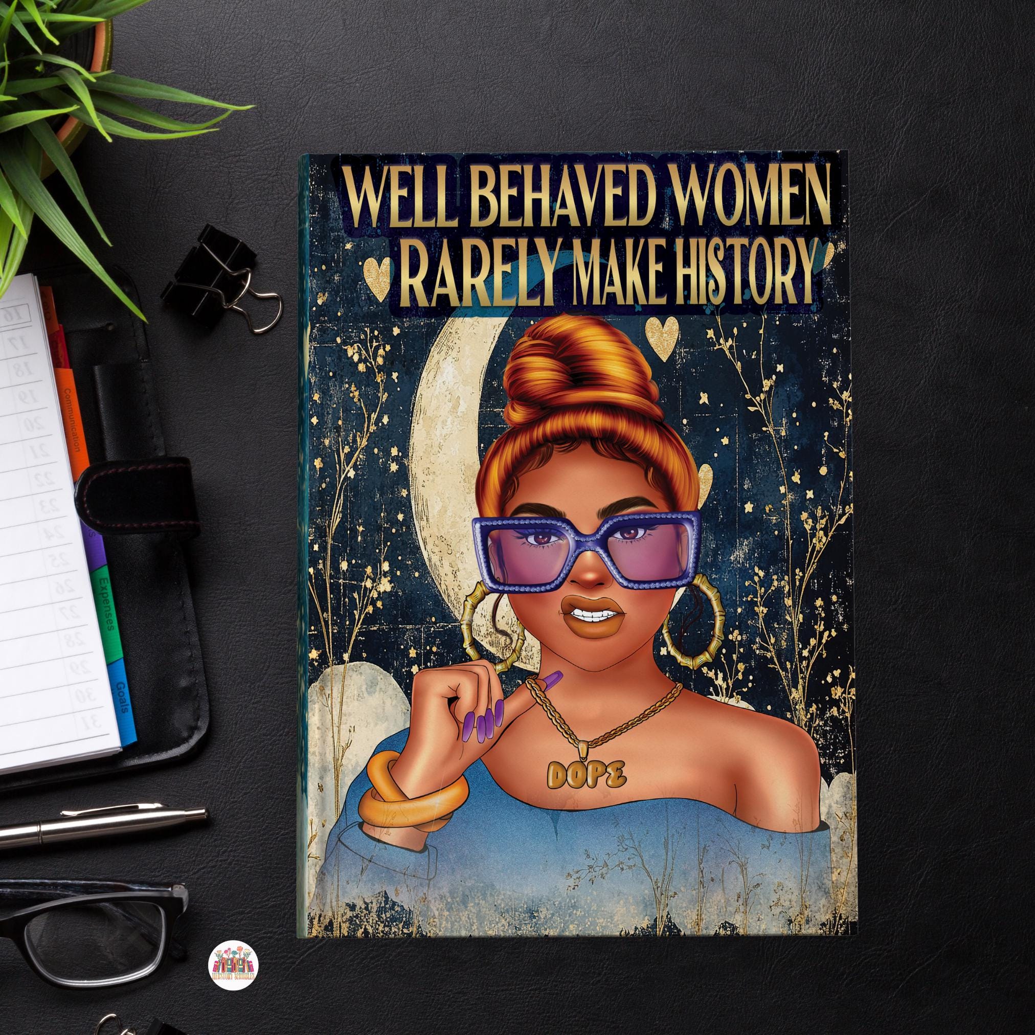 Handmade Hardcover Journal for Women, Black Woman Journal, Lined Writing Journal, Self Reflection Notebook, Gift for Her