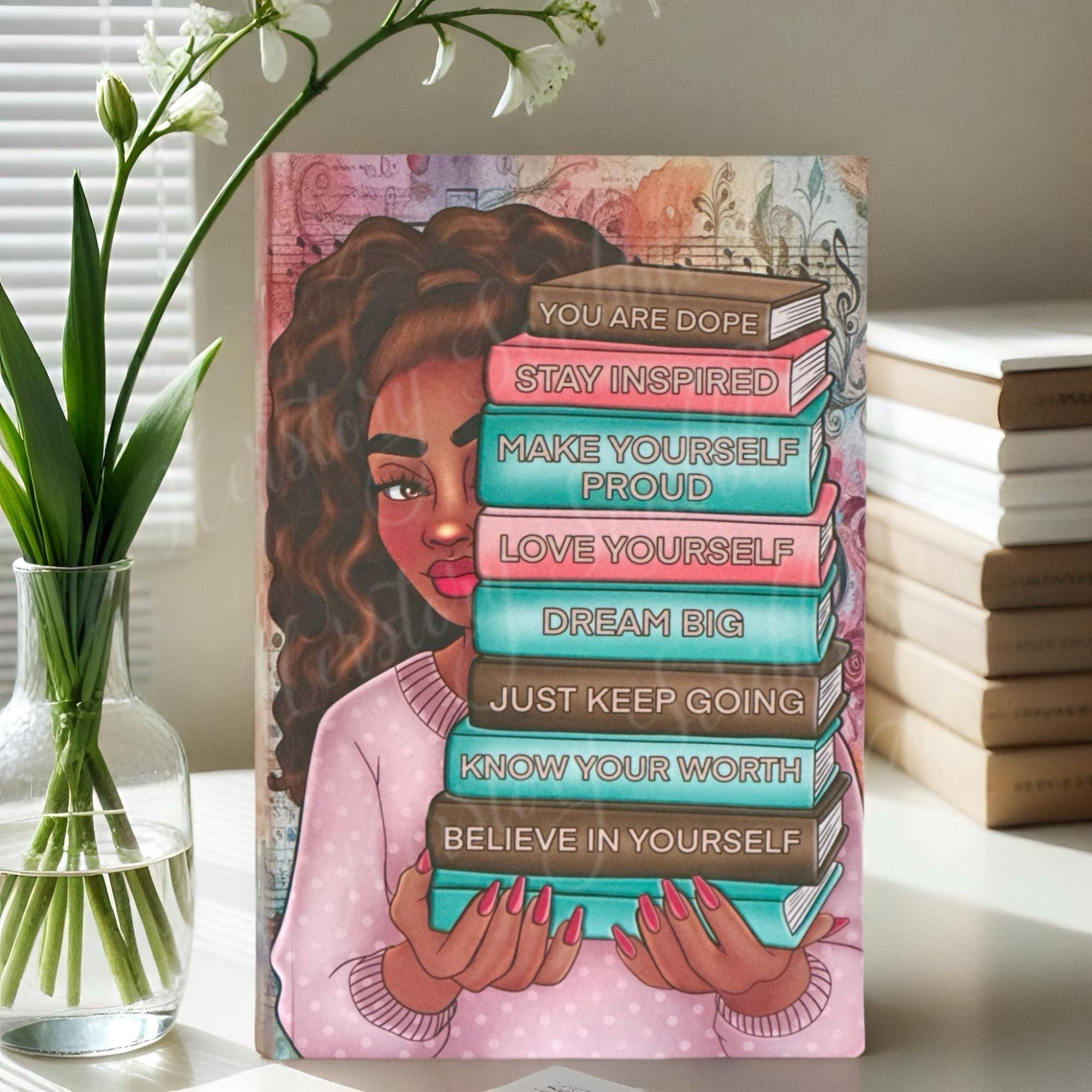 Handmade Black Woman Journal – Inspirational Affirmation Notebook | Self-Care Gift, Empowerment Journal