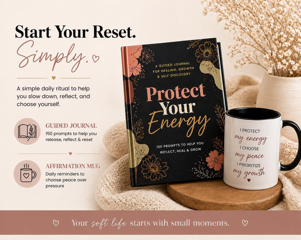 Self Discovery Journal and Mug Set, Guided Prompts for Healing and Growth, Mental Reset Gift for Women