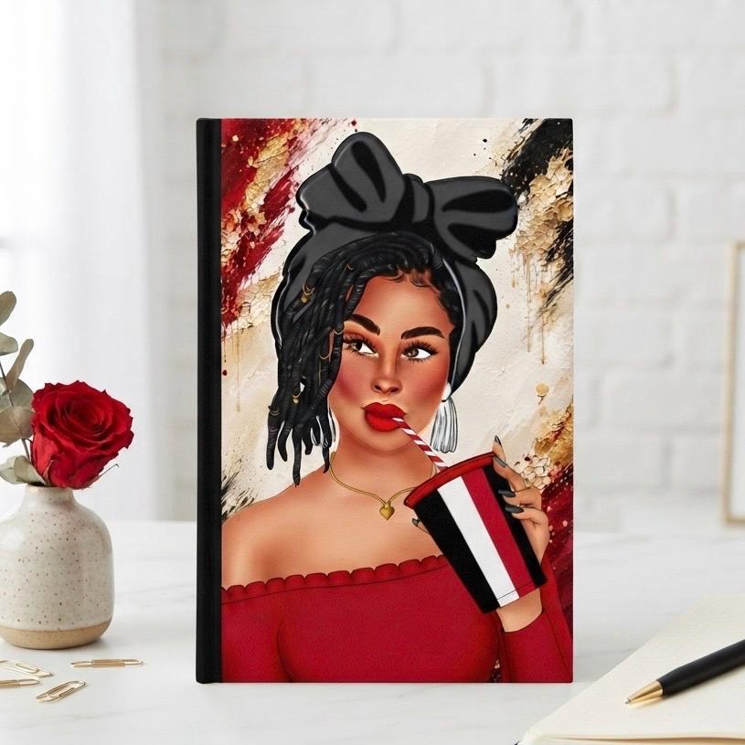 Handmade Lined Journal for Black Women.Monthly Reflection Notebook. 150-Page Hardcover. Self-Care & Writing Gift