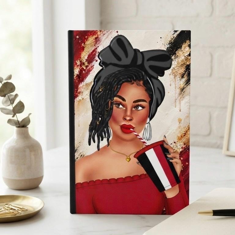 Handmade Lined Journal for Black Women.Monthly Reflection Notebook. 150-Page Hardcover. Self-Care & Writing Gift