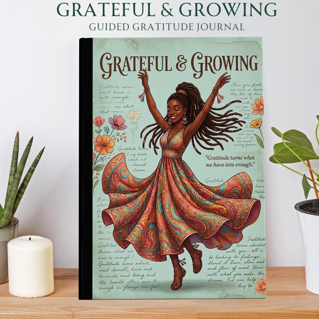 Guided Reflection Journal & Mug Set for Black Women | Gratitude Prompts for Self-Care and Mindfulness