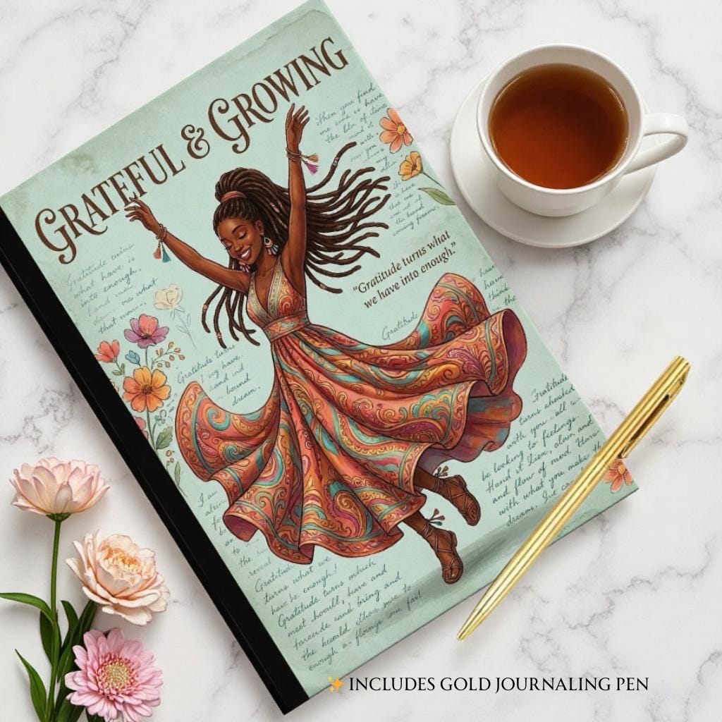 Guided Reflection Journal & Mug Set for Black Women | Gratitude Prompts for Self-Care and Mindfulness