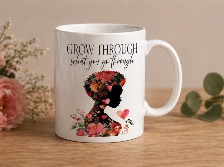 Journal and Mug Set for Black Women, Guided Healing Journal with Prompts, Self Care Gift, Mental Health & Reflection Notebook