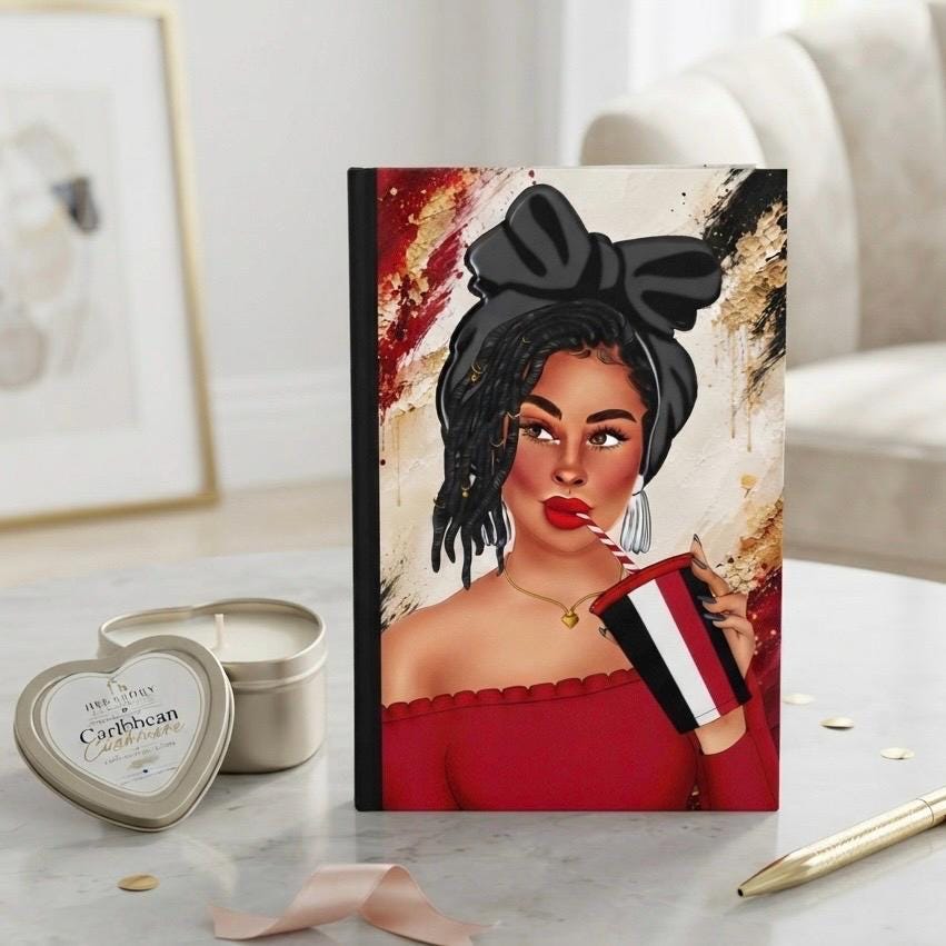 Handmade Lined Journal for Black Women.Monthly Reflection Notebook. 150-Page Hardcover. Self-Care & Writing Gift