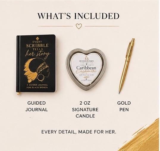 Guided Journal  for Black Women, Empowerment, Healing, Self-Care Candle, Pen