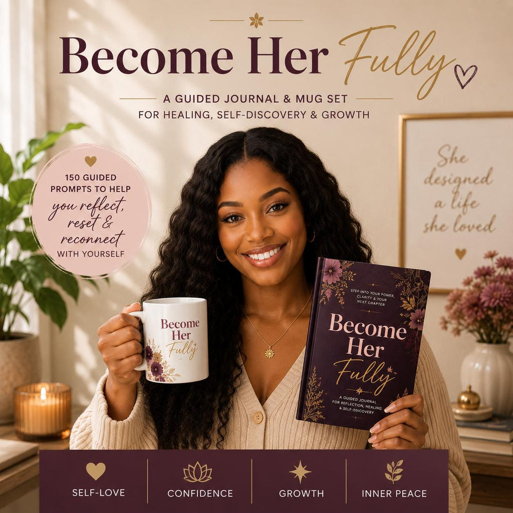 Healing Journal Gift Set for Women, Guided Self Discovery Journal and Mug Set with Gold Pen, Reflection Gift