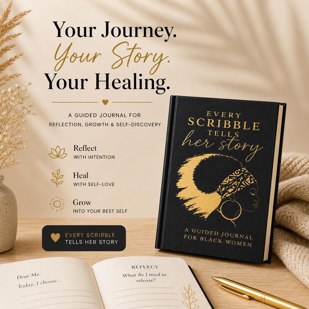 Guided Journal  for Black Women, Empowerment, Healing, Self-Care Candle, Pen