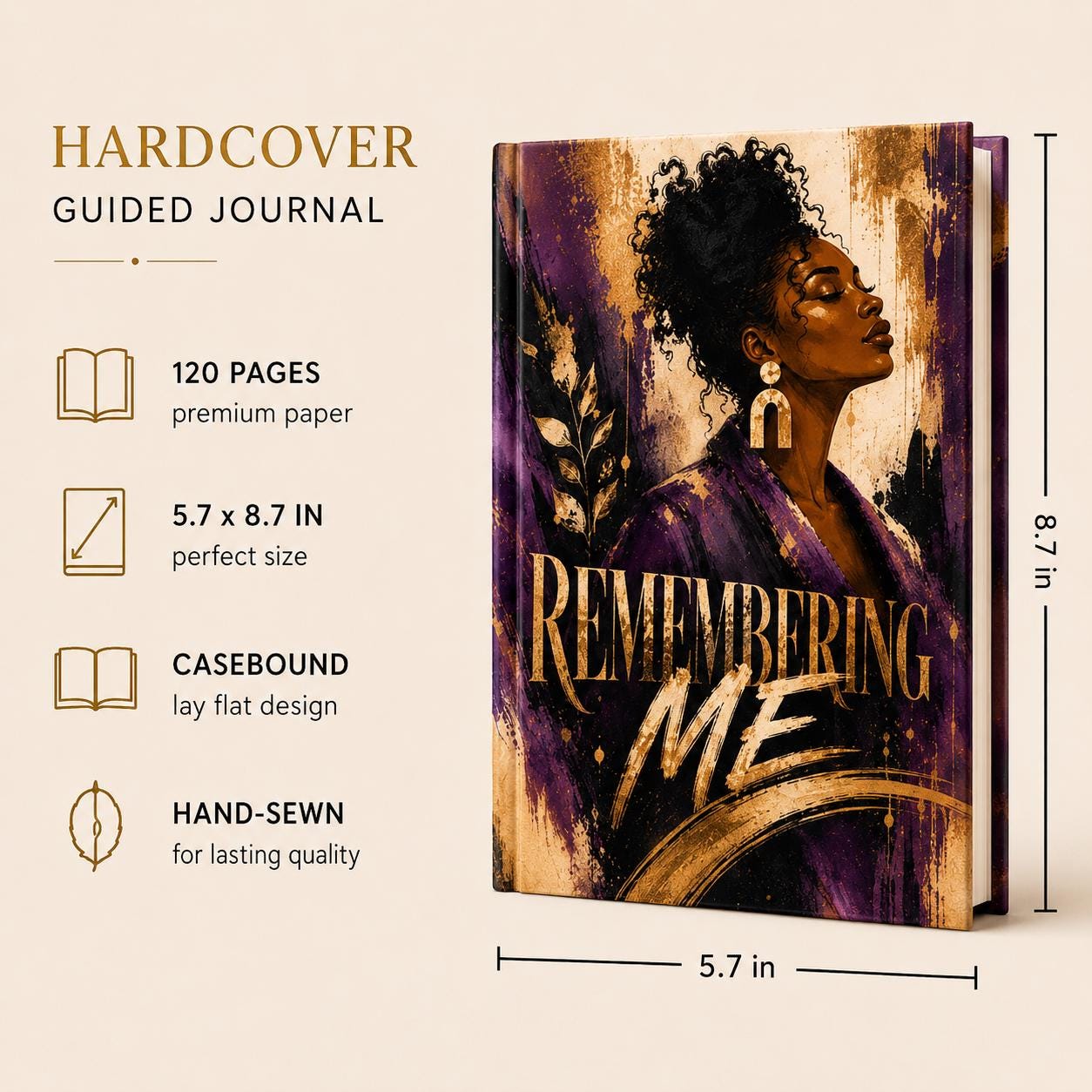 Guided Self-Discovery Journal for Black Women  Healing & Reflection Journal. Handmade Hardcover Prompt Journal. Self-Care Gift for Her