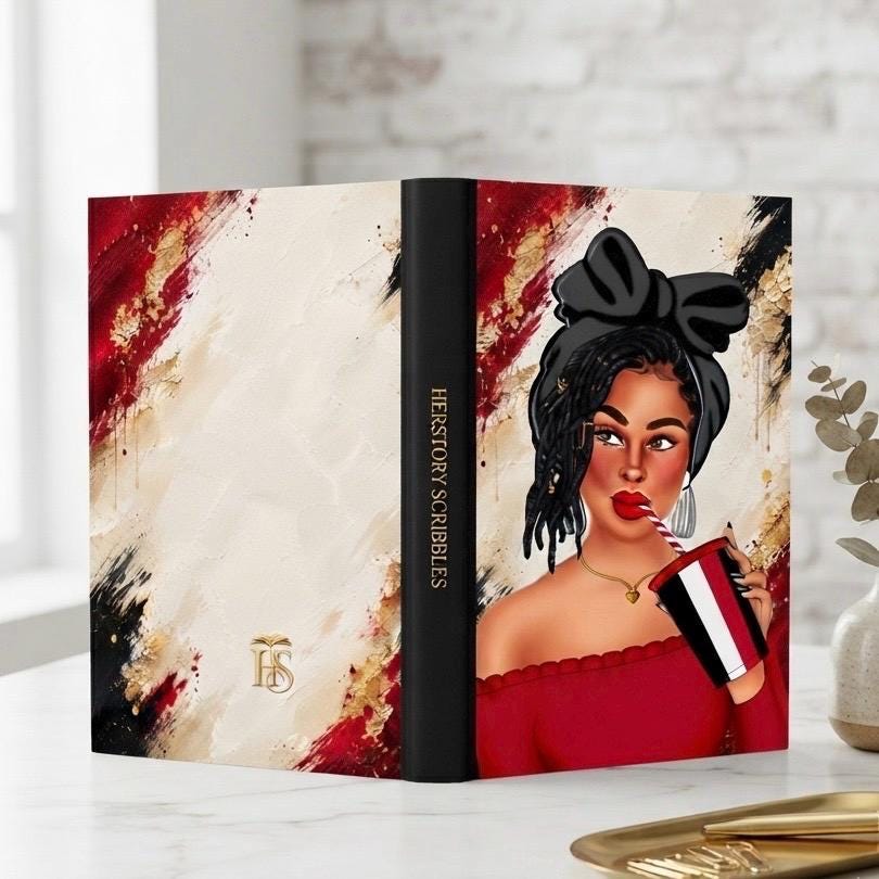 Handmade Lined Journal for Black Women.Monthly Reflection Notebook. 150-Page Hardcover. Self-Care & Writing Gift