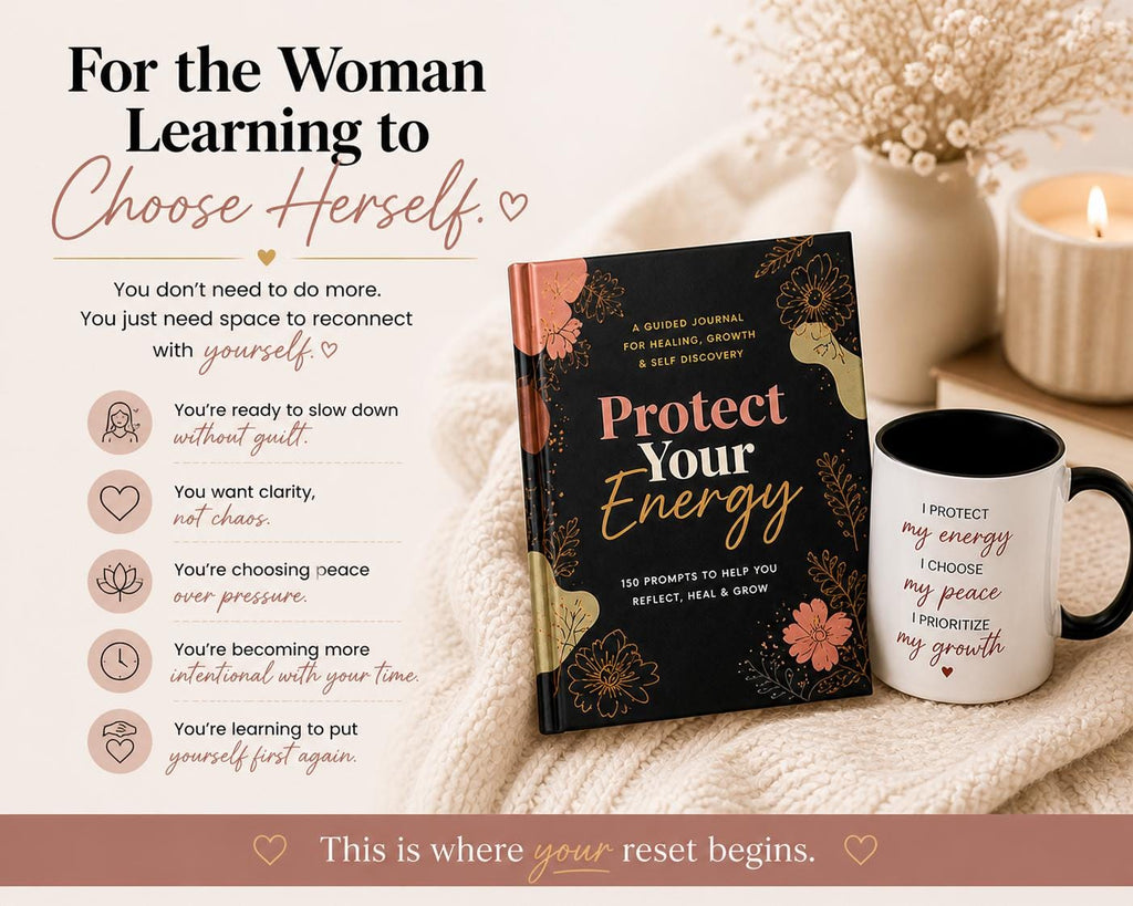 Self Discovery Journal and Mug Set, Guided Prompts for Healing and Growth, Mental Reset Gift for Women